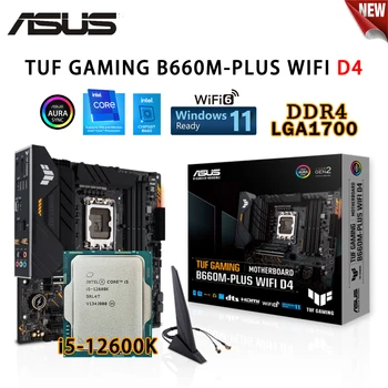 Процессор Intel Core i5 12600K + Материнская плата ASUS TUF GAMING B660M PLUS WIFI D4 Подходит для Intel B660 DDR4 LGA 1700 Новая, но без кулера