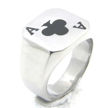 Прямая поставка, покерное кольцо из нержавеющей стали 316L, простой стиль, игральные карты, кольцо Ace Spades