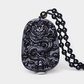 Прямая поставка, черное ожерелье с обсидиановым драконом, подвеска с нефритовым кулоном, ювелирные украшения, изысканные ювелирные изделия