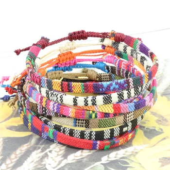 Регулируемые Многоцветные браслеты из хлопка и льна для женщин, женские браслеты с радужной разноцветной тесьмой, браслет-оберег, цепочка для рук, Ножной браслет Jewelr