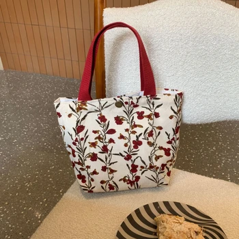 Ретро Вельветовые женские маленькие сумки-тоут для девочек-подростков, сумка для ланча, сумка для хранения цветов, хозяйственная сумка, клатч, сумки через плечо