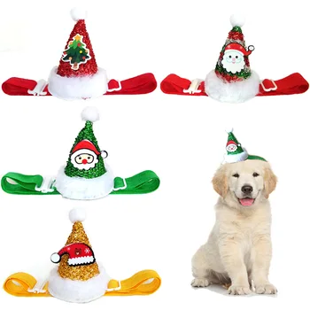 Рождественская шляпа для домашних животных Рождественская шляпа для собак и кошек Эластичный шнур Принадлежности для собак Аксессуары для кошек Шапочки для домашних животных для собак и кошек