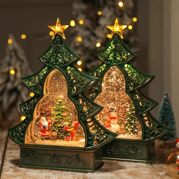 Рождественские украшения, Рождественская елка, подарочные принадлежности в виде старика, снежинки, музыкальная шкатулка, светящаяся