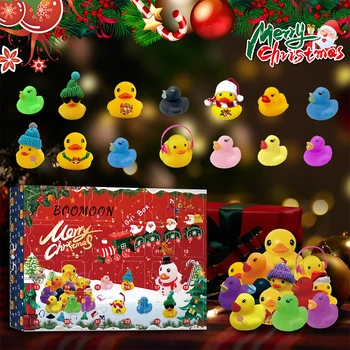 Рождественский Адвент-календарь с резиновой уткой, 24 утки, 24 Резиновые утки, игрушки для ванной, милая тема фестиваля для детей, мальчиков, девочек, малышей