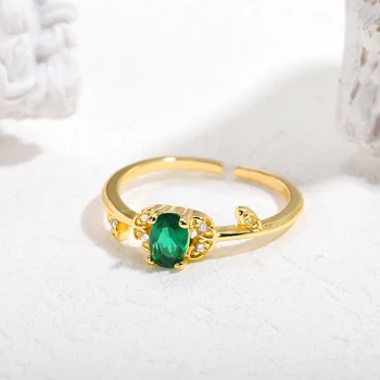 Роскошное кольцо с кристаллами, Зеленым кубическим цирконием, Регулируемое женское кольцо, Медное кольцо на палец, Новый дизайн, Модные украшения для вечеринки, подарок