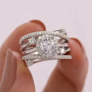 Роскошные обручальные кольца Huitan для женщин, необычный дизайн креста, инкрустированный блестящим камнем CZ, Модные Универсальные женские кольца на палец, Подарочные украшения