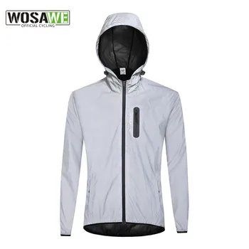 Светоотражающая куртка WOSAWE с капюшоном и водонепроницаемой ветровкой для мужчин и женщин, защитная куртка для велоспорта, пеших прогулок, бега в стиле хип-хоп
