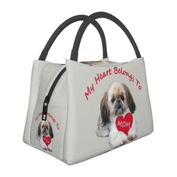 Сердце Ши-тцу принадлежит маме, изолированная сумка для ланча для пикника на природе, Водонепроницаемая сумка-холодильник для собак, термос для ланча для женщин