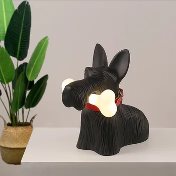 Современная настольная лампа TEMAR Nordic, креативная настольная лампа из смолы, черная светодиодная лампа в форме собаки, декоративная для дома, гостиной, детской спальни