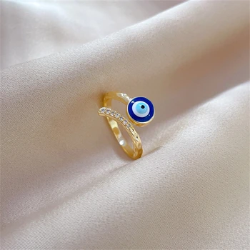 Счастливые турецкие кольца от сглаза для женщин, открывающееся регулируемое кольцо с цирконием, тренд 2023, роскошные ювелирные изделия для свадебной пары, подарок