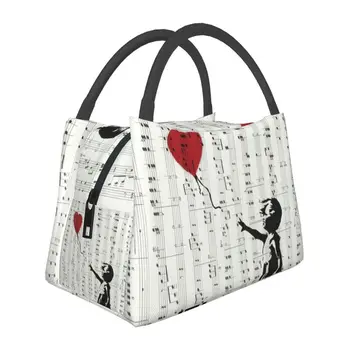 Термоизолированные сумки для ланча с воздушным шариком в виде сердца для девочек, граффити Бэнкси, сменная сумка для ланча для работы, путешествий, хранения еды, коробка для еды