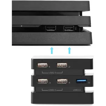 Универсальный 5-портовый USB-концентратор для игровой консоли, Высокоскоростное расширение порта USB 3.0 для консоли PS4 Pro, USB-концентратор, разветвитель, адаптер зарядного устройства