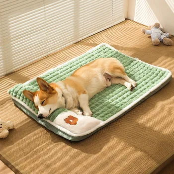 Флисовый съемный моющийся коврик для домашних животных Кровать для маленьких Средних и крупных собак Кошек Зимний Утолщенный теплый коврик для сна