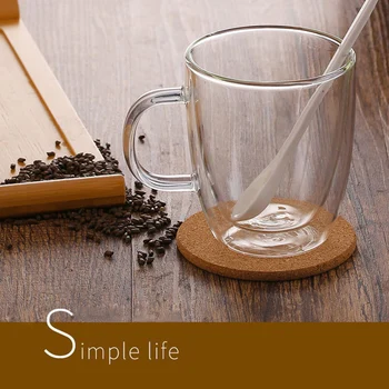 Чашка для кофе и чая, стеклянная кружка с двойными стенками для домашнего офиса, питьевая вода с ручкой SNO88