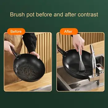 Эффективная щетка для чистки посуды из нержавеющей стали с антикоррозийной щетиной, идеально подходящая для кастрюль, сковородок, сковородниц.