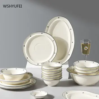 Японский набор посуды WSHYUFEI Керамическая миска Миски для лапши Товары для дома Кухонные принадлежности Современная Простота